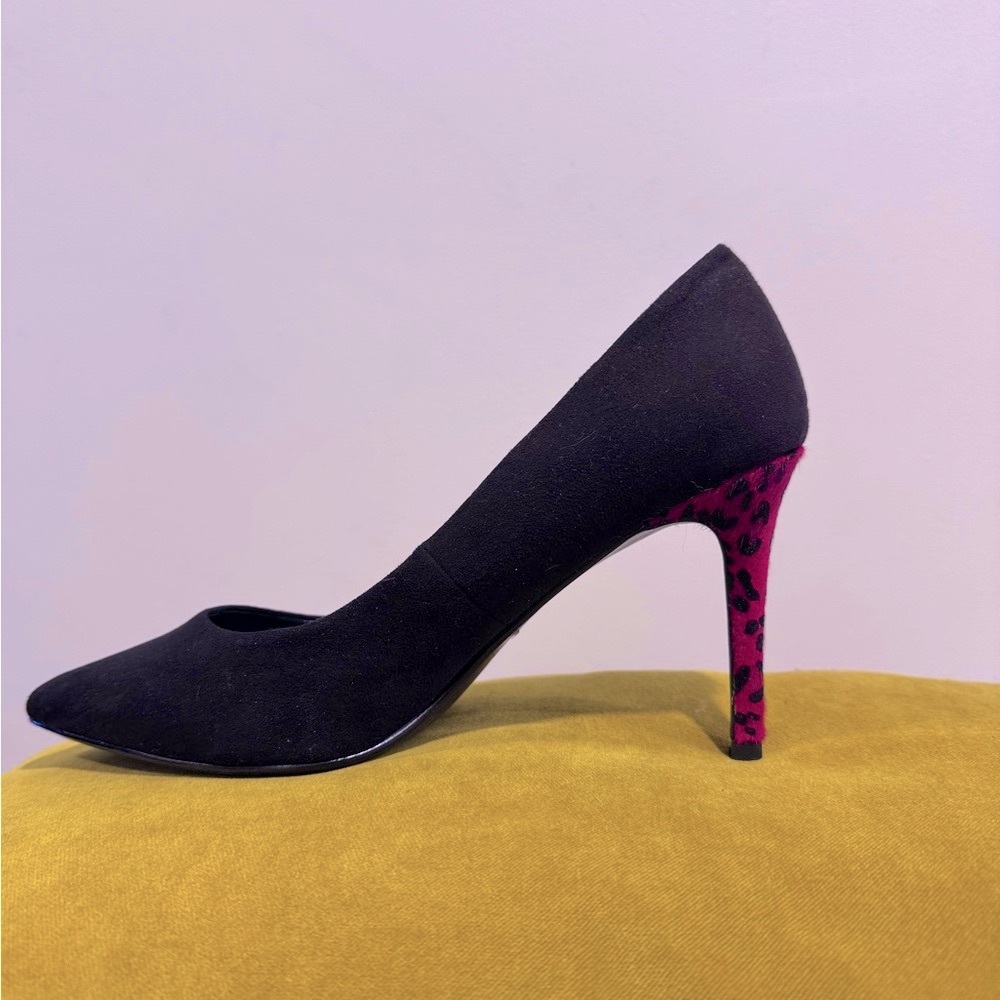 Black and Red Stiletto Heels with Pointed Toe
